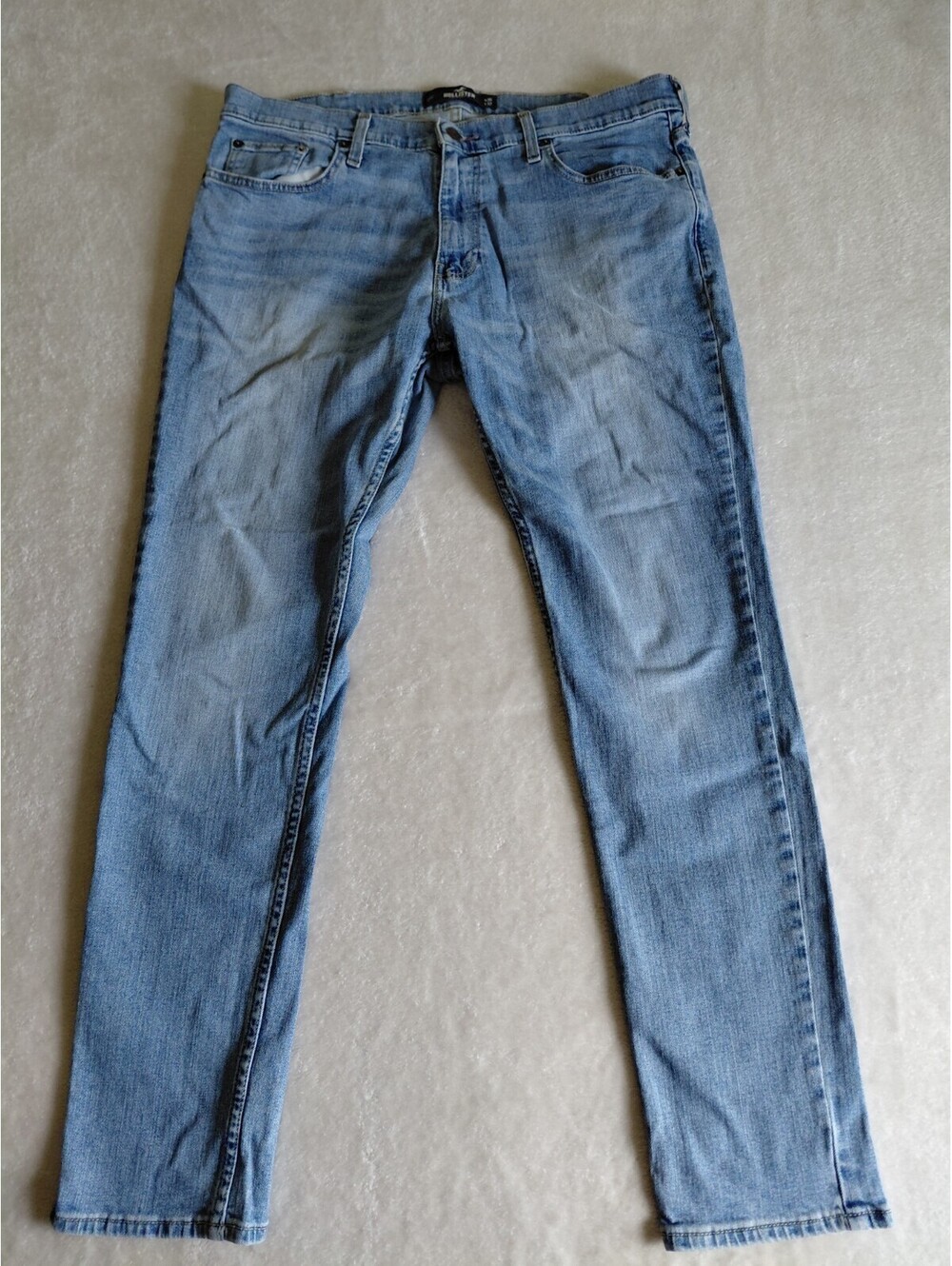 Hollister Epic Flex Skinny Jeans Mens 36x32 Light Wash Blue Denim Stretch